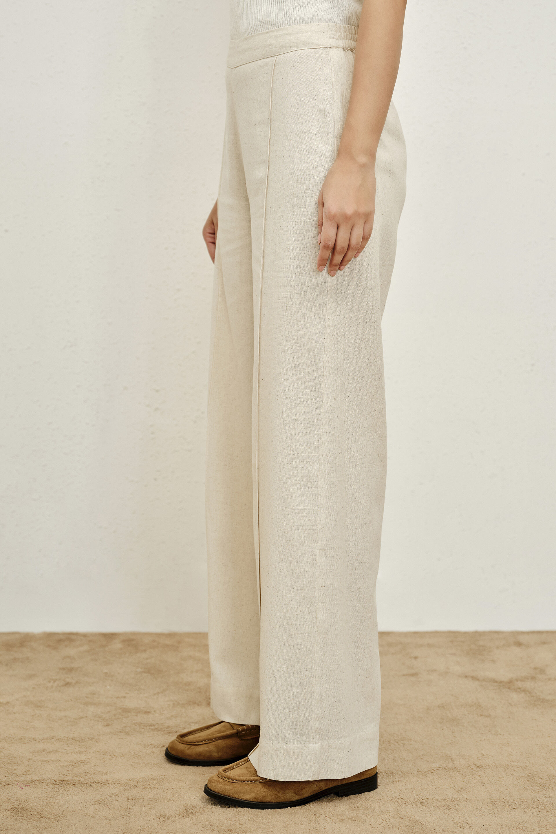 Thea Natural Wide-Leg Pants, Natural, image 3